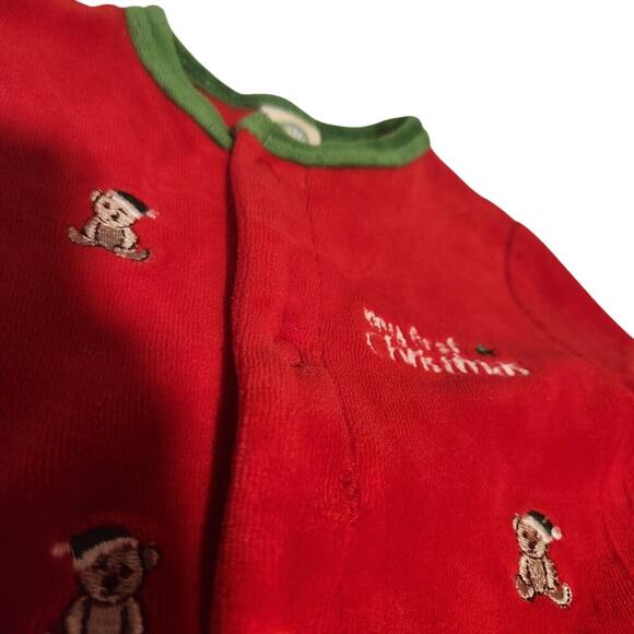 Little Me Baby Boy Holiday Bear Velour Footie Sleeper Outfit Christmas 9mos- Mc1 - Picture 4 of 7